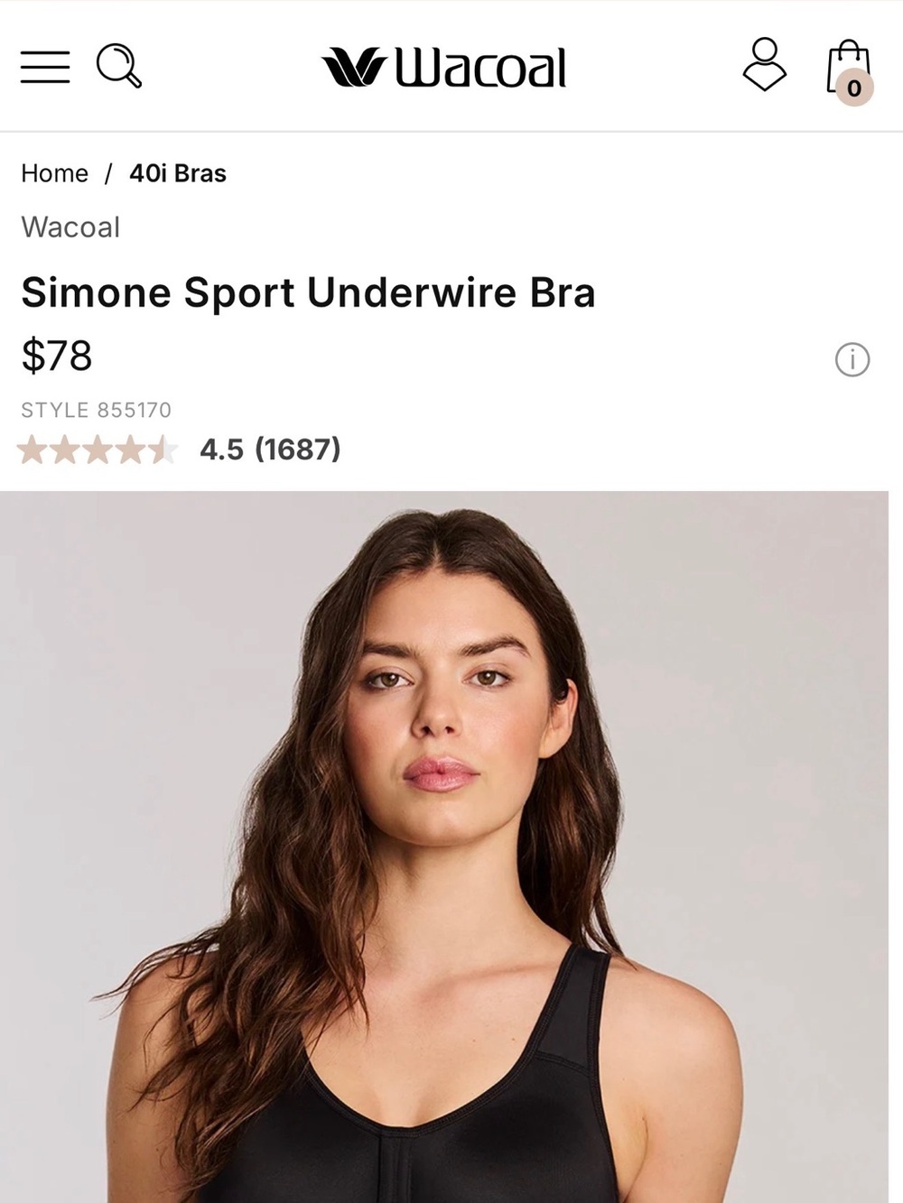 Wacoal Simone Sport Underwire Bra - Black